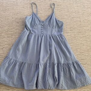 Light Blue Spaghetti-Strap Tiered Spring/Summer Dress.